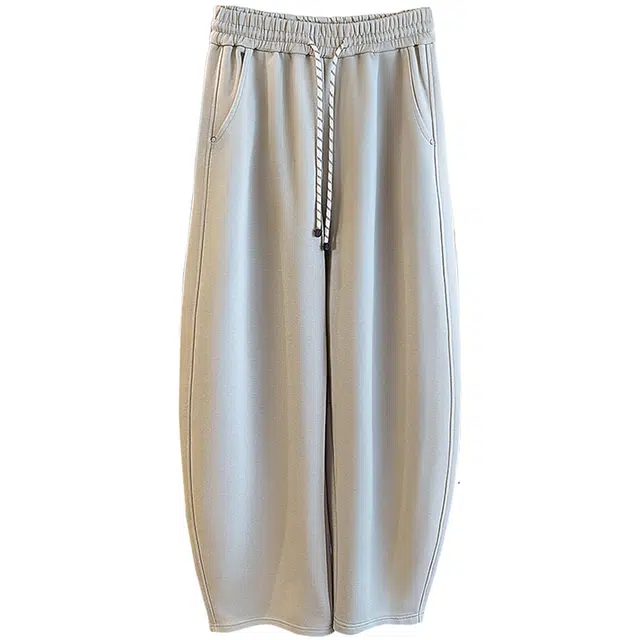 丝柏舍 抽绳松紧高腰宽松款运动风纯色简约遮肉长款休闲裤 女款