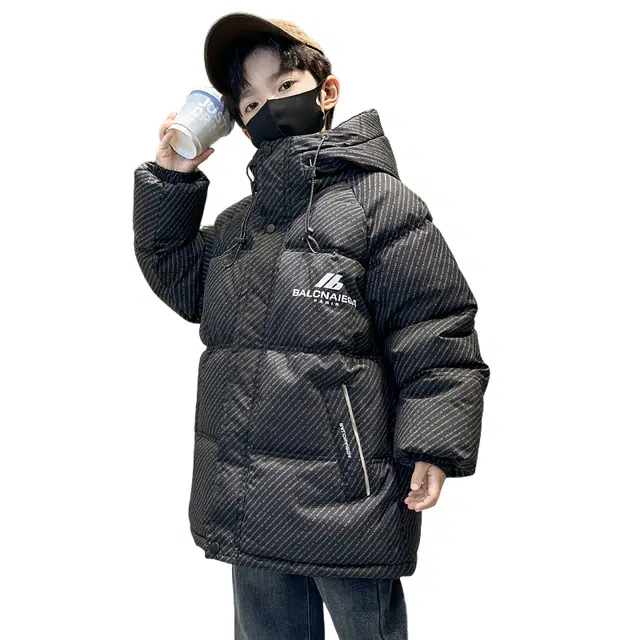 浪莎休闲棉衣 冬季 夹棉保暖连帽棉服 青少年