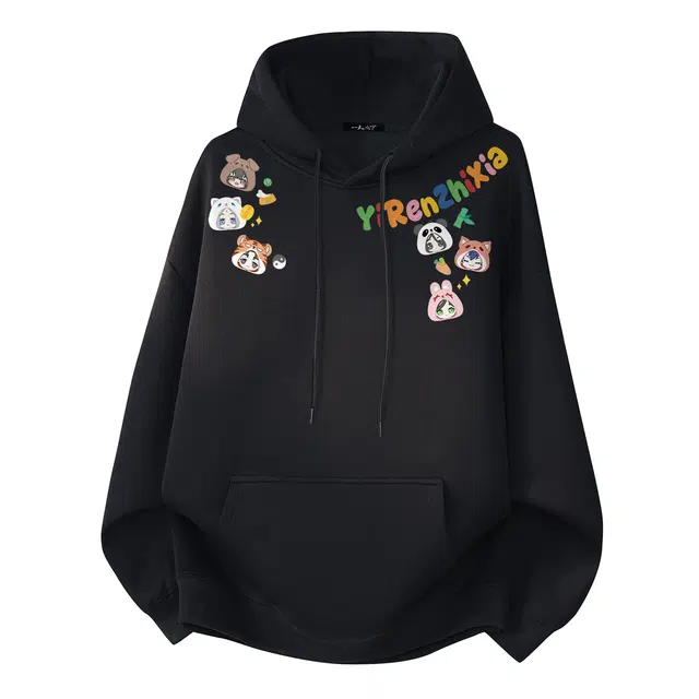一人之下 美式高街清新学院卡通动漫人物印花时尚潮流百搭日常通勤青少年痞帅休闲风宽松舒适柔软个性加绒加厚连帽卫衣 男女同款