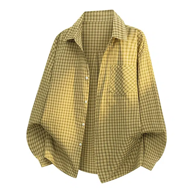 爱爸爸 格子宽松防晒时尚休闲长袖衬衫 男女同款