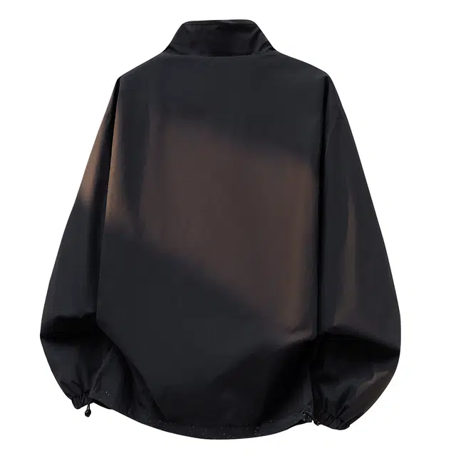 喜羊羊与灰太狼 美式复古学院风高街撞色满天星字母创意卡通趣味灰太狼探头印花设计飞行员教练两面穿外套日常通勤户外防风运动百搭夹克 男女同款