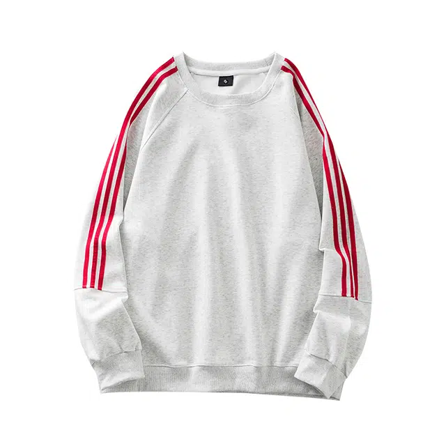 杜克恩 美式重磅撞色条纹三条杠圆领长袖外套春秋季中性潮牌休闲宽松廓形套头卫衣 男女同款