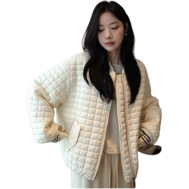 丝絮丝绸 秋冬季学院风舒适宽松时尚简约百搭保暖外套棉服 女款