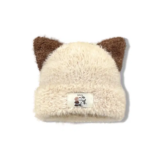 【版型好~通勤神器】 攸委 可爱卡通小狗耳朵毛绒针织帽子女秋冬季加厚保暖显脸小 涤纶 时尚百搭护耳绒线帽冷帽雷锋帽 男女同款情侣款