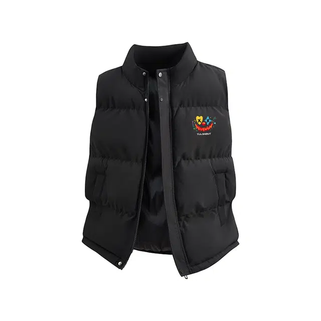 图兰朵 美式高街复古趣味小丑涂鸦无袖坎肩外套宽松时尚百搭纯色字母印花加厚保暖休闲运动舒适立领棉马甲 男女同款