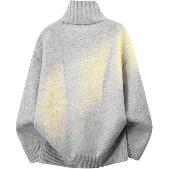 八哥 美式复古高街秋季经典纯色舒适休闲百搭宽松设计感基础款亲肤软糯柔软高领纽扣慵懒针织衫 男女同款