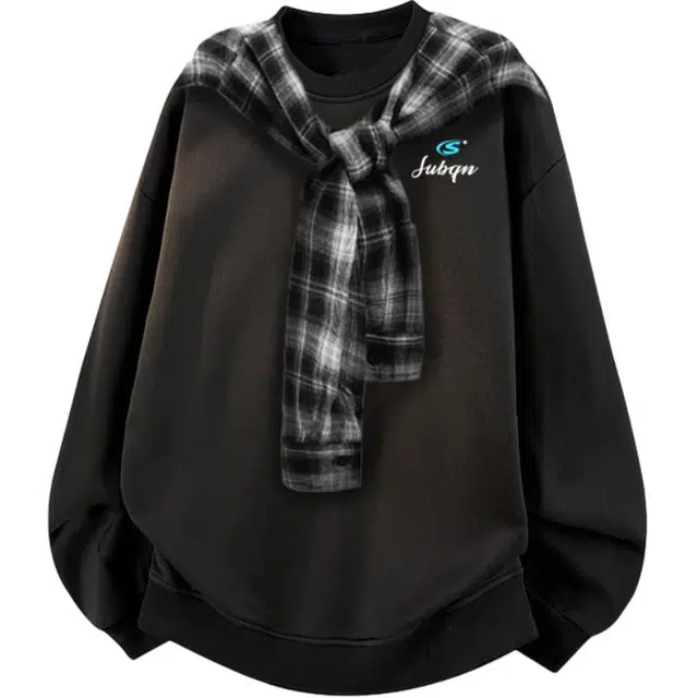 苏北青年 美式高街复古潮牌个性披肩显瘦百搭简约无性别主义少年感品牌字母印花宽松休闲日常通勤长袖卫衣 男女同款