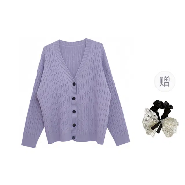 涂诗菲 法式温柔优雅时尚休闲纯色简约设计感高级舒适宽松软糯气质长袖外套针织衫 女款