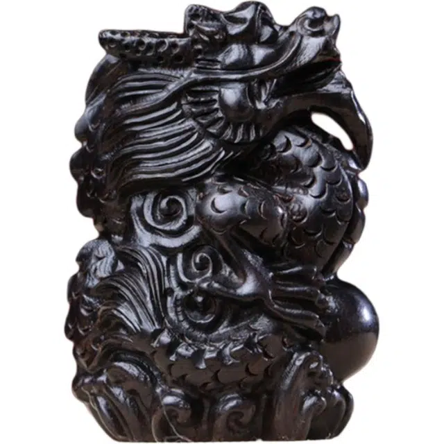 得笙陌 生肖龙实木雕刻祥龙手把件国潮复古 紫光檀 木作摆件 男女同款情侣款