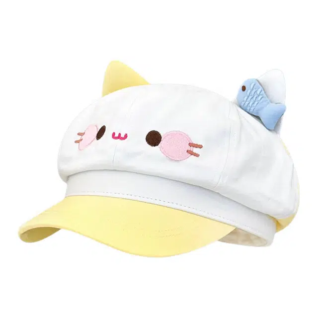 艾佳微 【猫咪小鱼】可爱卡通猫咪出游甜美百搭显脸小 棉 贝雷帽 男女同款情侣款