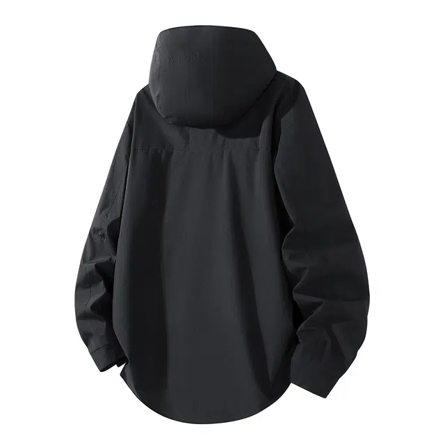 海底小纵队 可拆卸三合一抓绒内胆美式高街防水防风简约印花连帽宽松百搭单品运动登山旅行学院风保暖夹克拼接色时尚冲锋衣 男女同款