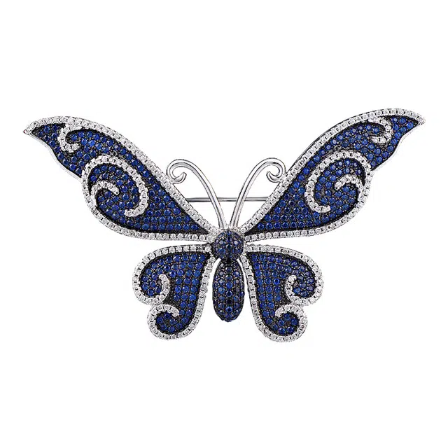 兰盈 蝴蝶轻奢小众 人造水晶 胸针 男女同款情侣款