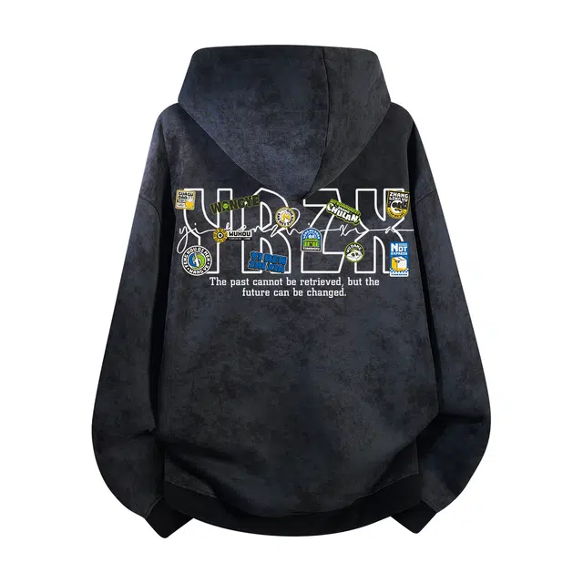 一人之下 扎染创意艺术字母印花设计美式简约潮流时尚舒适学生党宽松百搭随性透气通勤高级感基础款长袖套头卫衣 男女同款