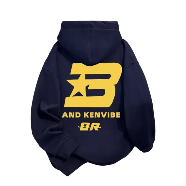 半空山 美式复古高街学院风后背个性字体印花基础款休闲宽松时尚百搭落肩袖潮流街头痞帅连帽套头外套卫衣 男女同款