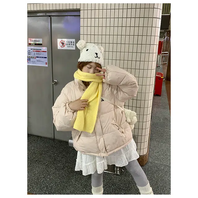 丝絮丝绸  韩版宽松立领温暖舒适百搭棉衣棉服 男女同款