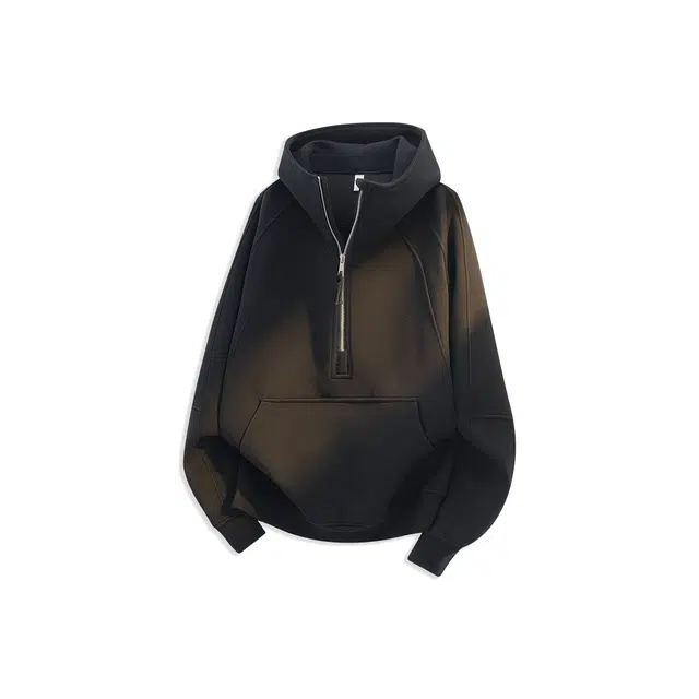 范索米 冬季加绒 美式高街解构拼接时尚保暖连帽宽松卫衣 男女同款