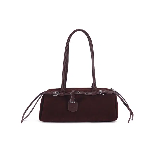 都宝路 时尚百搭质感复古机车风通勤简约日常通勤保龄球包 合成革 单肩包 女款