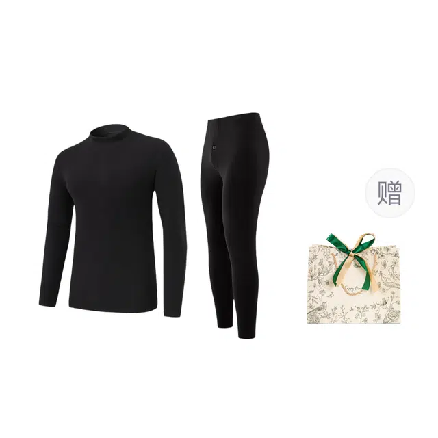 皇室品轩 中领纯棉加绒加厚抗菌内衣男士秋衣秋裤保暖套装 男款