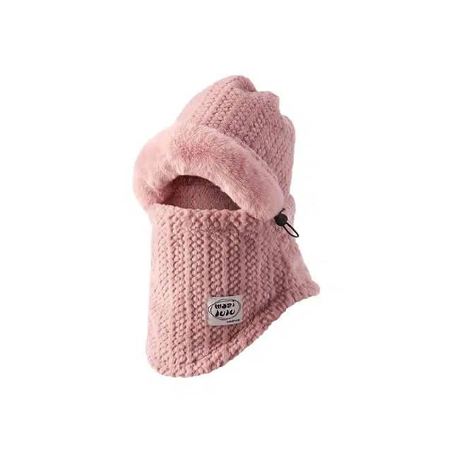 浪莎 新中式小众设计二合一防寒一体面罩骑行护耳保暖 聚酯纤维 绒线帽 男女同款情侣款