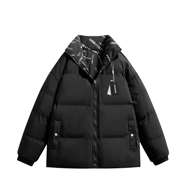 左岸 秋冬加厚保暖立领双面穿面包服棉衣宽松港风潮牌字母印花简约棉袄外套棉服 男女同款