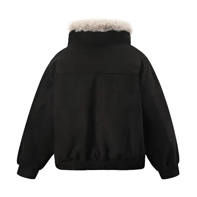 棉基因 冬季毛茸茸座山雕翻领优质棉棒球服保暖高个小个子日系男简约潮流立领夹棉袄子美式高街青少年职场通勤学院风棉衣外套 男女同款