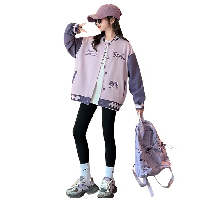 黑恐龙棒球服 儿童时髦春秋休闲百搭