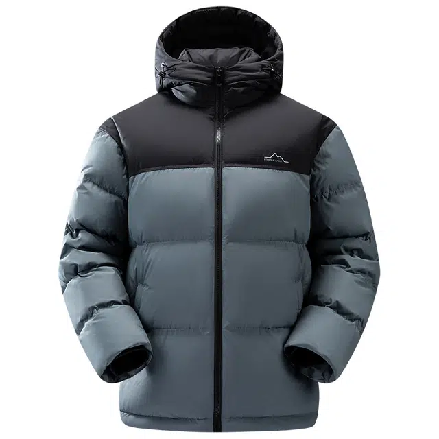 鸭鸭 户外系列 纯色百搭韩版潮流基础简约石墨烯保暖防寒连帽立领羽绒服 男款