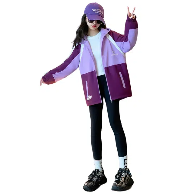 黑恐龙棒球服 中大儿童春装洋气拼接冲锋衣上衣