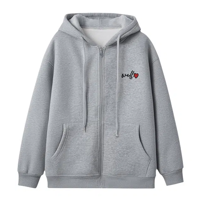 米子旗 羊羔毛冬季休闲宽松慵懒风加绒加厚带帽卫衣 女款