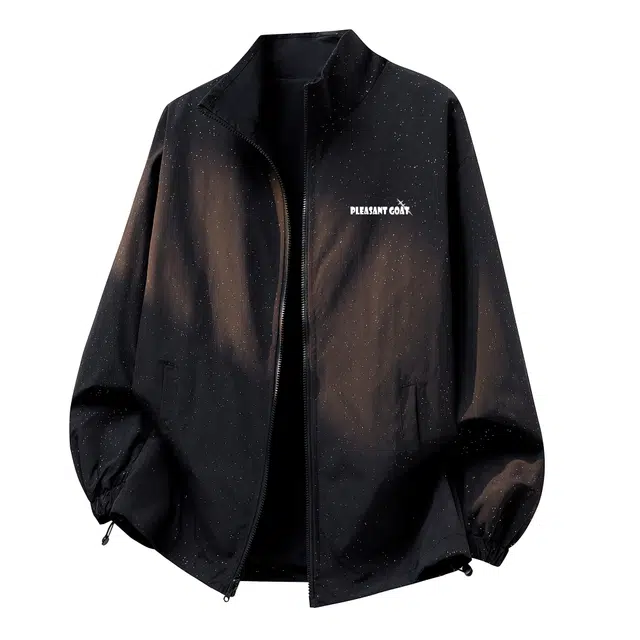 喜羊羊与灰太狼 美式复古学院风高街撞色满天星字母创意卡通趣味灰太狼探头印花设计飞行员教练两面穿外套日常通勤户外防风运动百搭夹克 男女同款