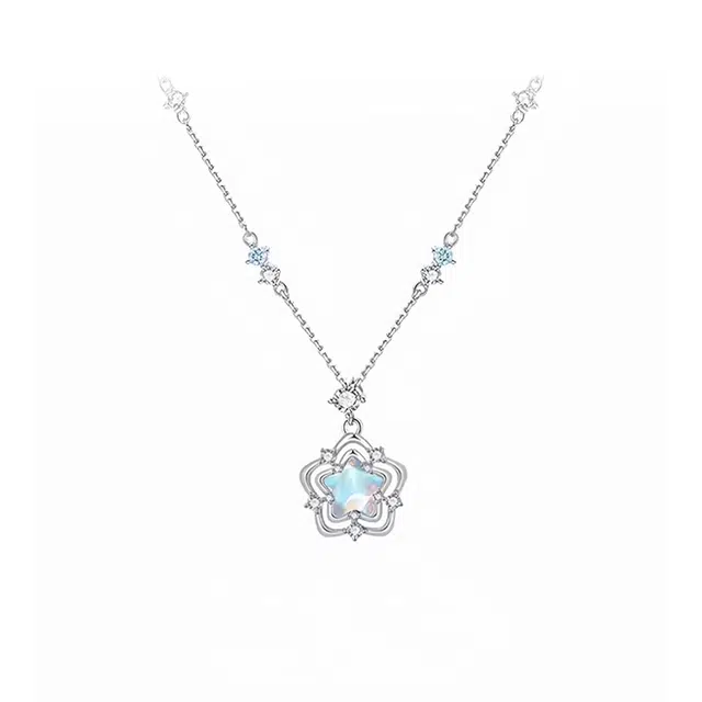 【S925银&幸运星】 雅谷 海洋之心 梦幻少女心星星锁骨链 五角星小清新轻奢小众简约百搭设计感甜美恋爱告白礼盒 琉璃 项链 女款