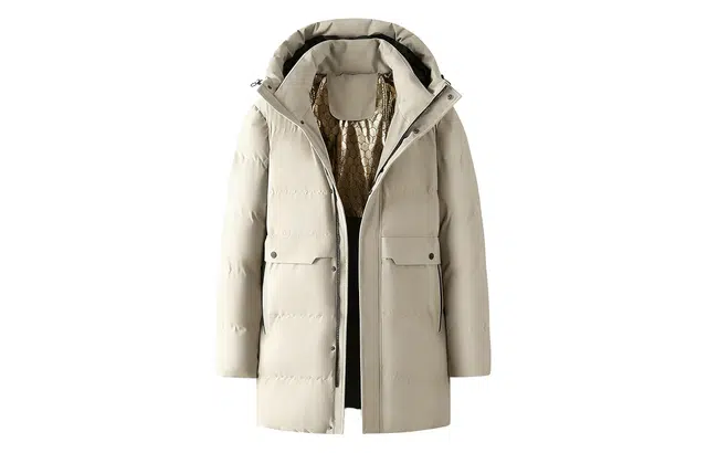 木林森 宽松休闲加厚保暖御寒防风门襟循环锁温石墨烯内胆纯色时尚大口袋连帽长款棉服外套 男女同款