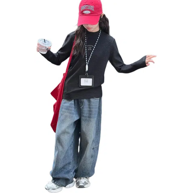 帕兰朵卫衣 女童舒适简约时尚潮流纯色高领磨毛打底衫秋冬装中大童半儿童加厚上衣 儿童款