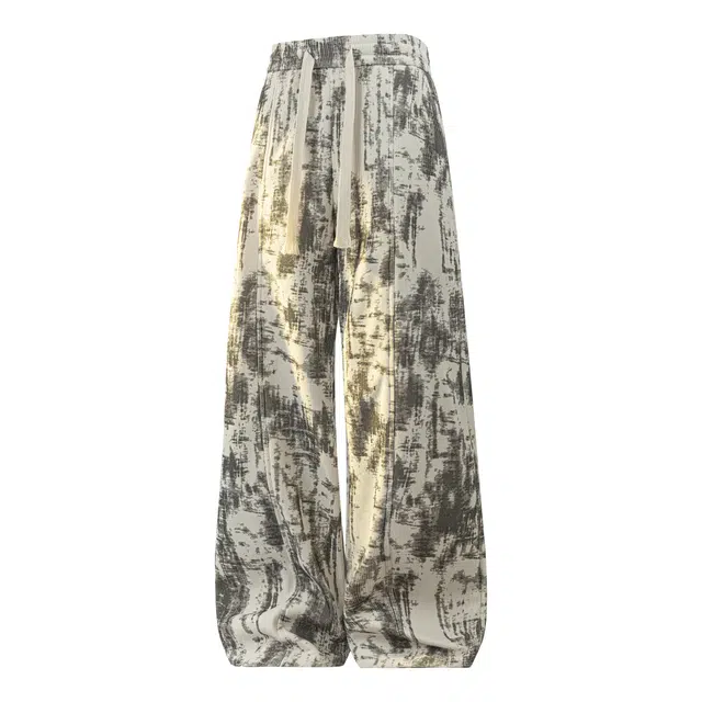 范索米 冬季加绒款 美式高街潮流扎染宽松阔腿直筒休闲裤 男女同款