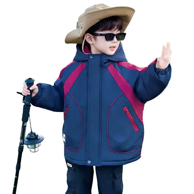 浪莎休闲棉衣 冬季 加绒加厚拼色棉服 中小童