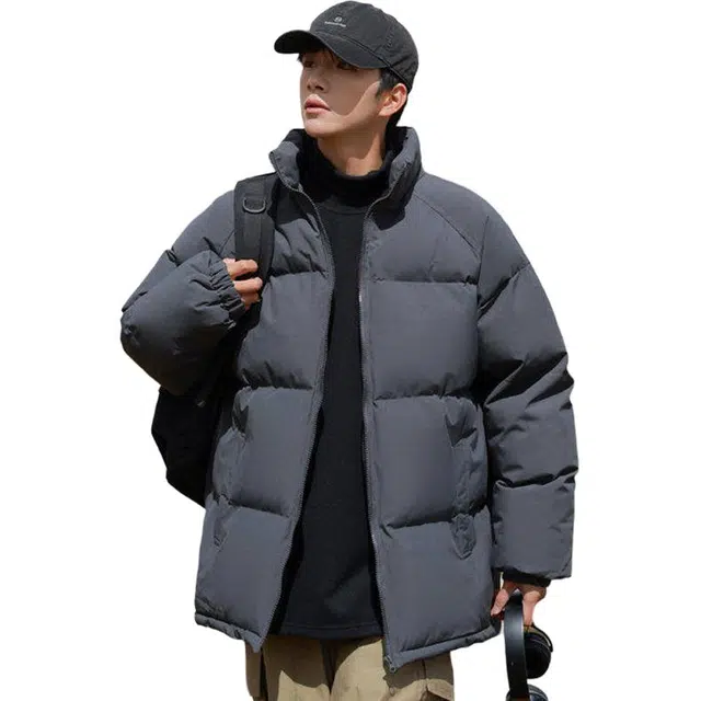 西行纪 美式高街设计感基础款户外休闲运动高级感宽松大码棉衣棉袄百搭简约学生立领防风防水面包服加厚保暖棉服外套 男女同款