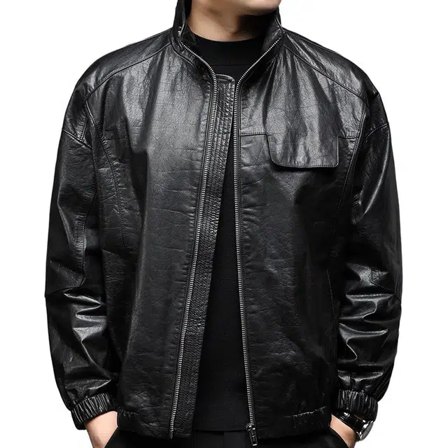 太子龍 品牌立领阔版落肩袖外套潮流设计感皮衣 男款