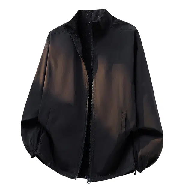 喜羊羊与灰太狼 美式复古学院风高街撞色满天星字母创意卡通趣味灰太狼探头印花设计飞行员教练两面穿外套日常通勤户外防风运动百搭夹克 男女同款