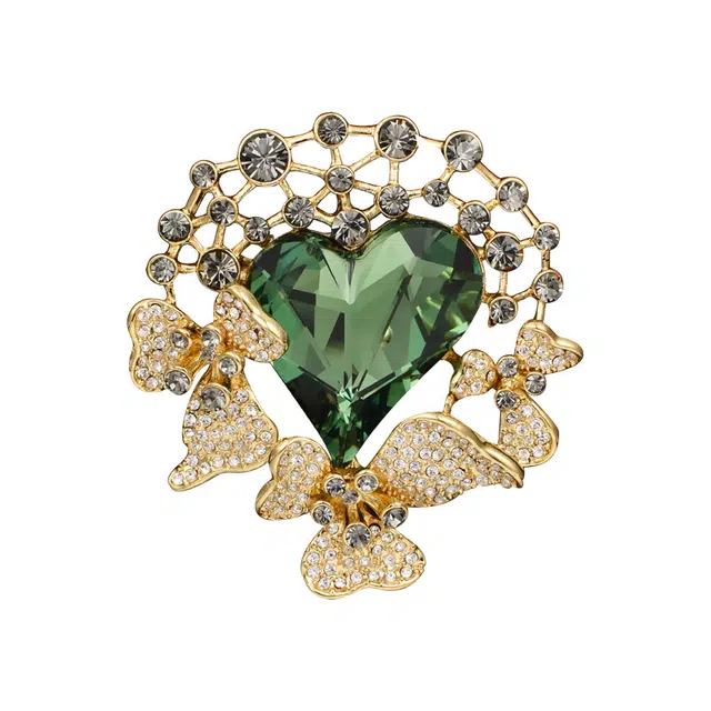 兰盈 心形水晶 合金 胸针 女款