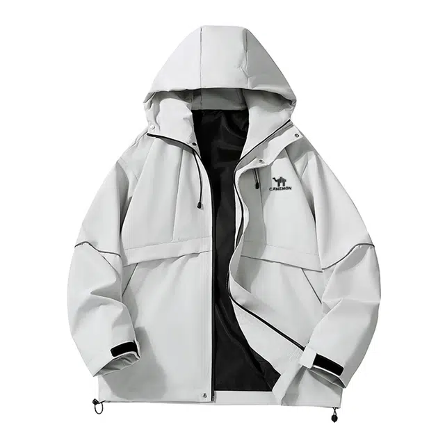 领航骆驼 学院风简约品牌山脉宽松休闲百搭舒适亲肤防风防水多口袋设计线条层次高级感连帽长袖   夹克 男女同款