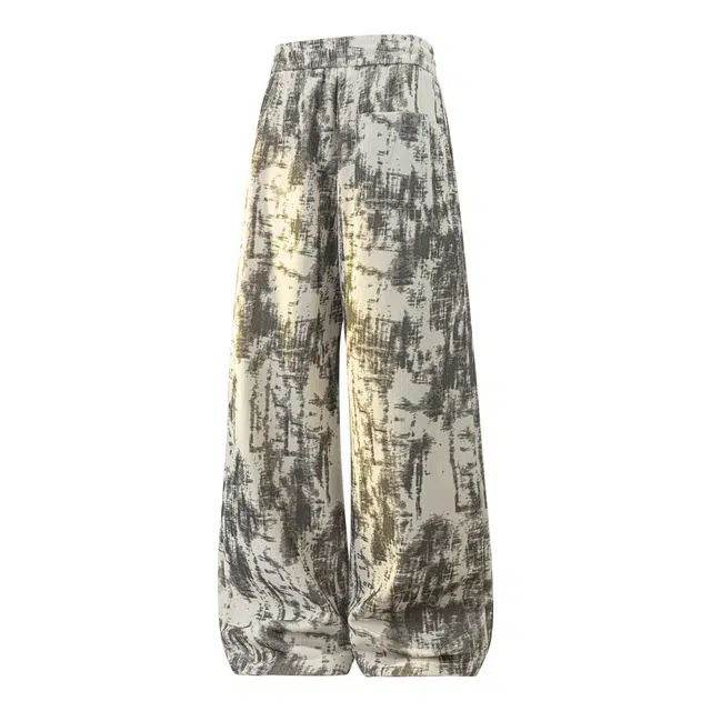 范索米 冬季加绒款 美式高街潮流扎染宽松阔腿直筒休闲裤 男女同款