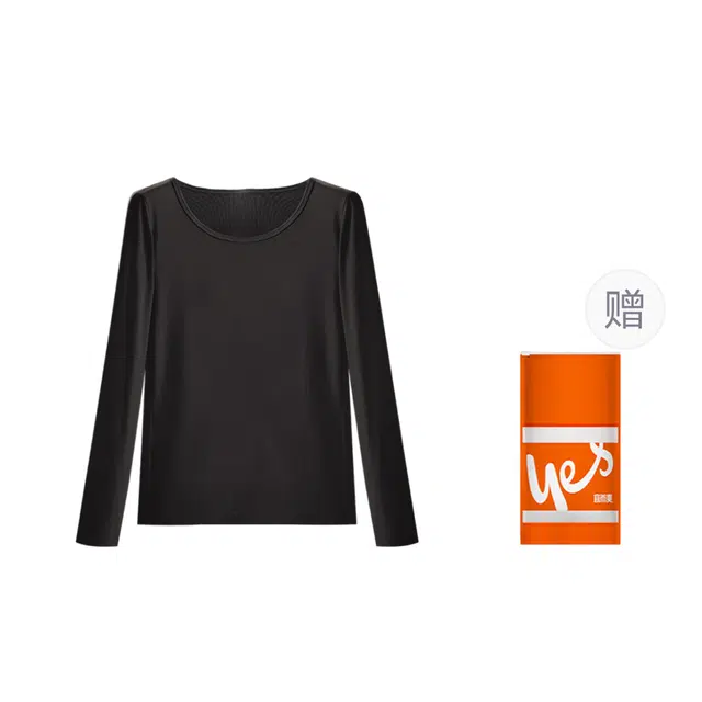 宜而爽 防寒锁温高弹自发热上衣双面慕斯绒柔软亲肤打底衣无痕外穿百搭简约休闲长袖保暖上装 女款