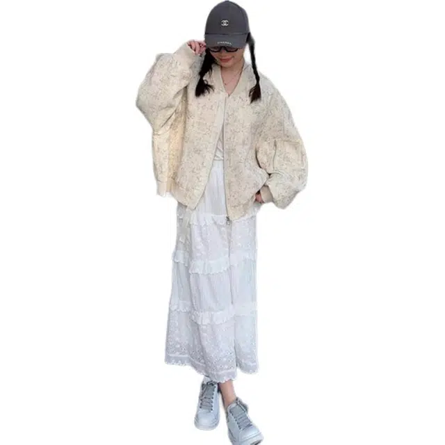 丝絮丝绸 春秋美式慵懒舒适时尚宽松百搭上衣 截短外套 女款