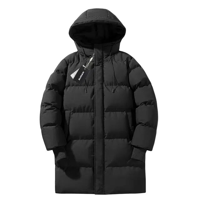 左岸 秋冬加厚保暖港风连帽中长款面包服棉衣宽松简约纯色潮牌棉袄外套棉服 男款