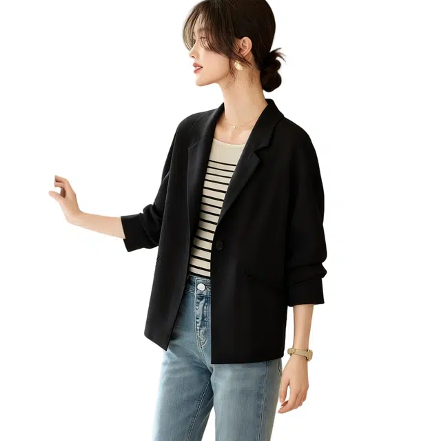 佐塞斯 高端品质轻奢休闲平驳领外套女秋冬季通勤简约轻职场西服上衣西装 女款