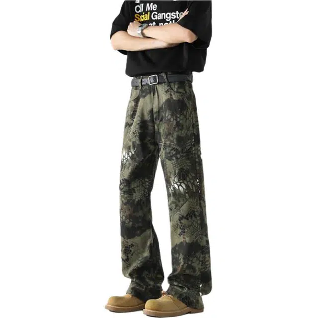 爱爸爸 秋冬高级感潮流百搭时尚简约经典有范个性风格直筒牛仔裤 男款