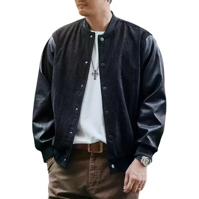 格蓝鹿  春秋季 潮流高街痞帅时尚百搭城市机能风男士潮牌拼接字母印花设计休闲日常穿搭夹克外套棒球服 宽松型 男女同款