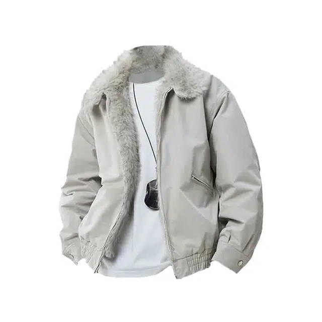 华夏儿女 秋冬复古美式座山雕毛领老钱风保暖加厚棉服 男女同款