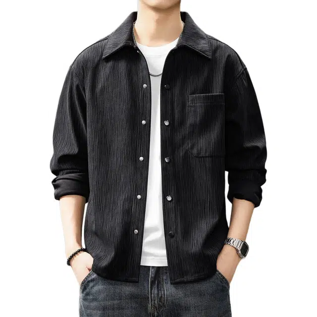 贵色 高端美式复古潮流长袖痞帅休闲工装翻领衬衫 男女同款