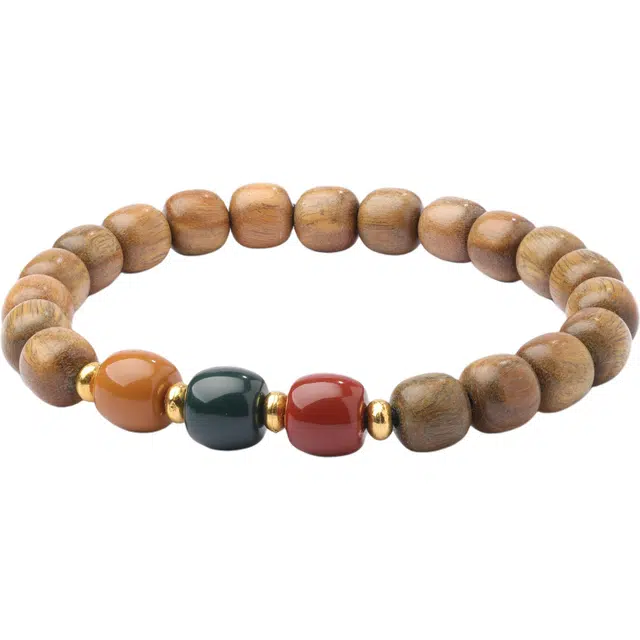 三檀小舍 新中式考研考试上岸平安小众设计财源滚滚解忧好运老型珠 檀木 木作手串 男女同款情侣款